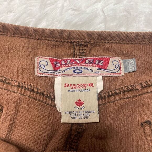 Vintage Silver Jeans Brown Corduroy Button Front Mini Skirt Size 11/12 Cotton Ma - Picture 4 of 9